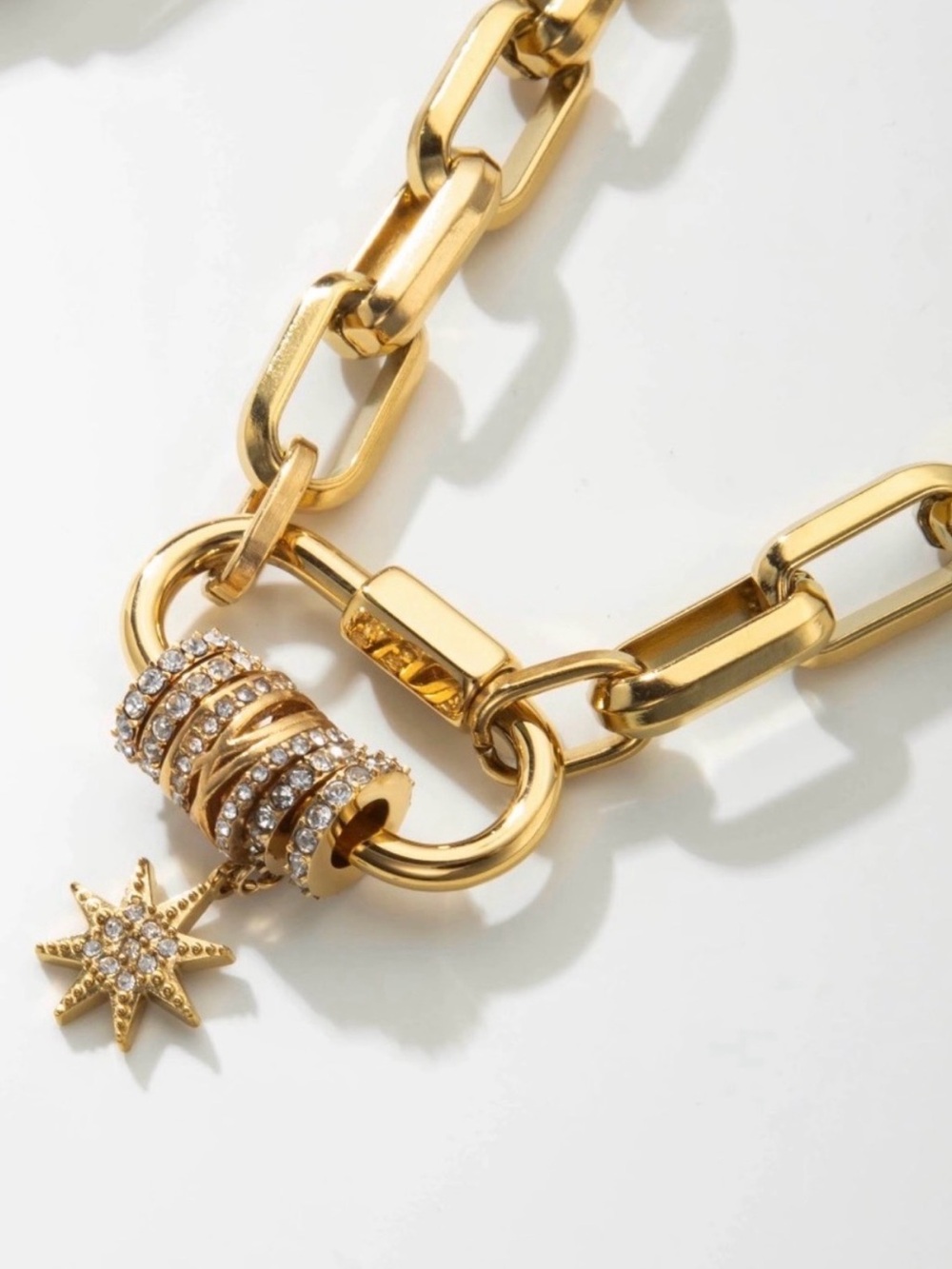 18K Gold Plated Crystal Necklace and Bracelet with Star Charm Waterproof SET - Picture 3 of 4